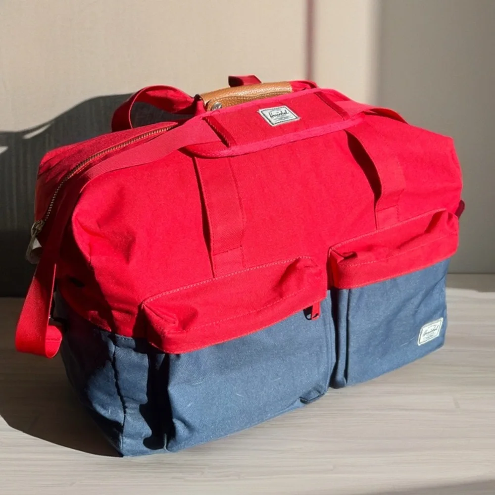 Red Backpack with Striped Interior - Picture 1 of 9